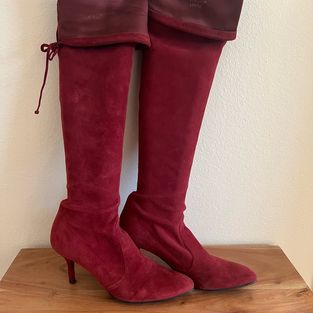 Stuart Weitzman Oxblood Highland Over the Knee Boots 9.5